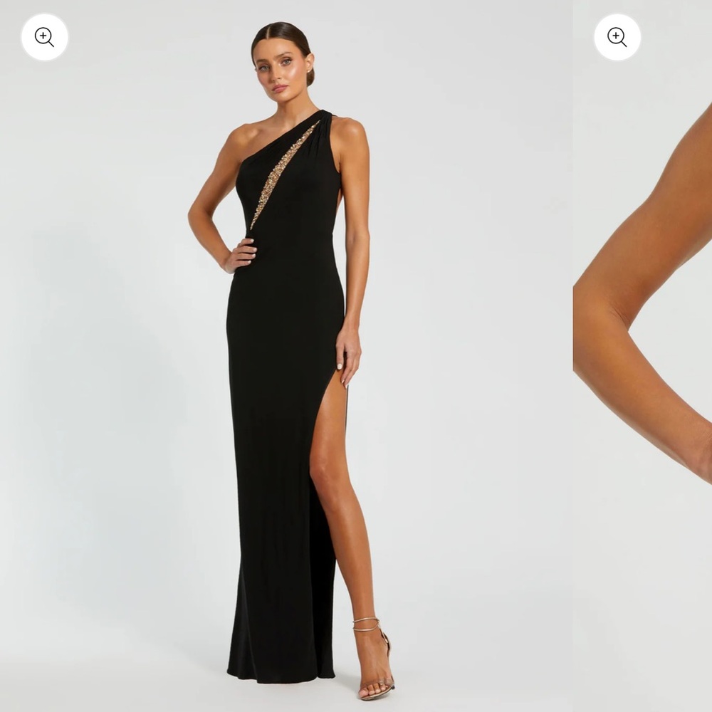 Black One Shoulder Gown with Sheer Embellished Cut Out